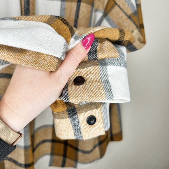 NWT Amazon Automet Plaid Flannel Button Down Fall Shirt Jacket Shacket Large - Picture 7 of 14